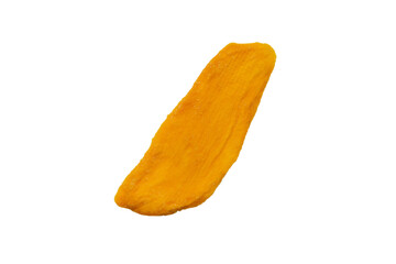 Dry tasty mango slices isolated on a white background.