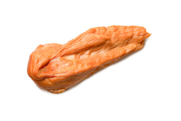 Smoked chicken fillet isolated on a white background.
