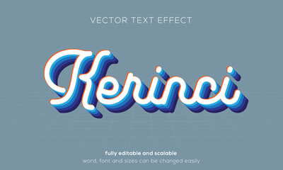 Kerinci vector text effect, retro and vintage text style for event, party or digital project.