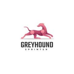 Vector Logo Illustration Greyhound Gradient Colorful Style.