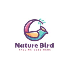 Vector Logo Illustration Nature Bird Simple Mascot Style.