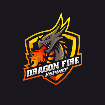 Vector Logo Illustration Dragon Fire E Sport and Sport Style.