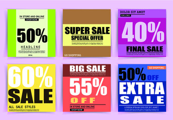Sale banner templates, posters, email and newsletter designs. Set of season sale templates