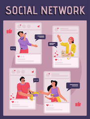 Vector poster of Social Network concept. Personal blogs of people