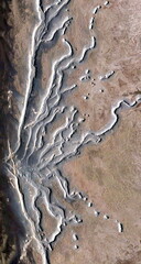 water lines,  vertical abstract photography of the deserts of Africa from the air, aerial view of...