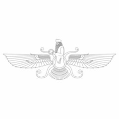 vector monochrome icon set with ancient  sumerian symbol Faravahar for your project