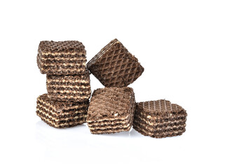 Chocolate wafers isolated on white background