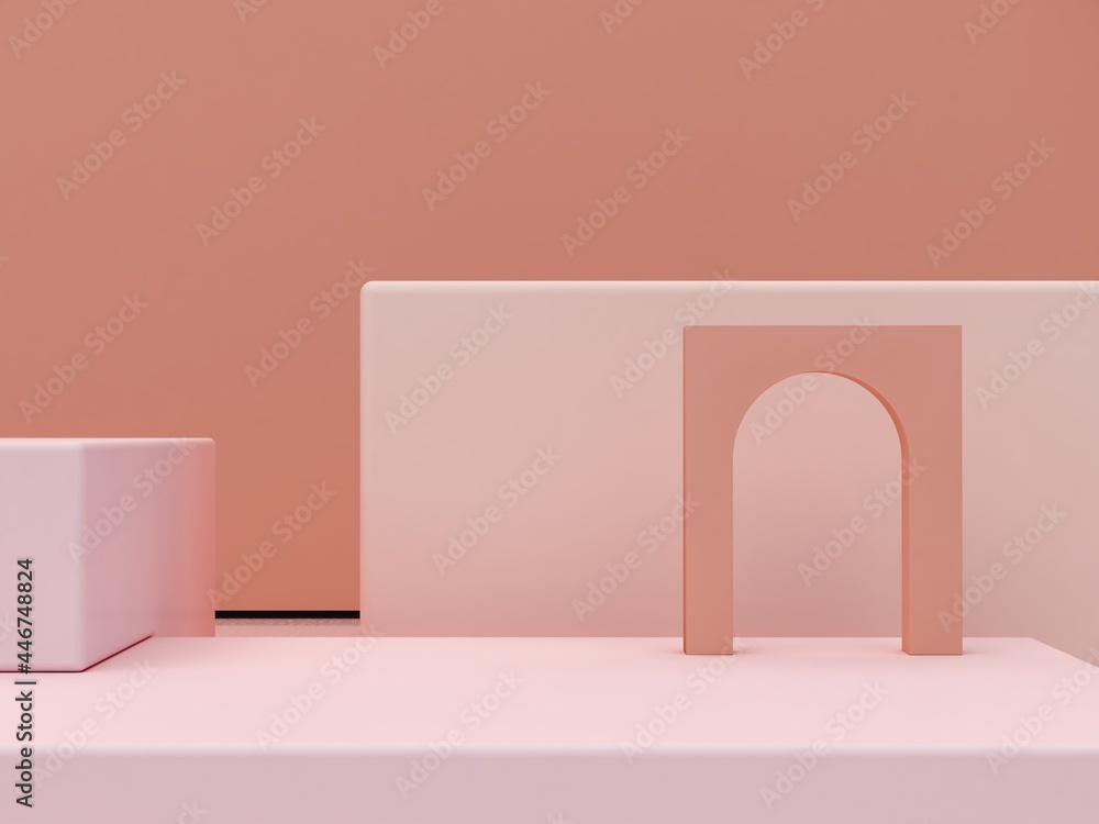 Aufkleber abstract minimal scene with geometrical forms. podiums in cream colors. abstract background. scene t