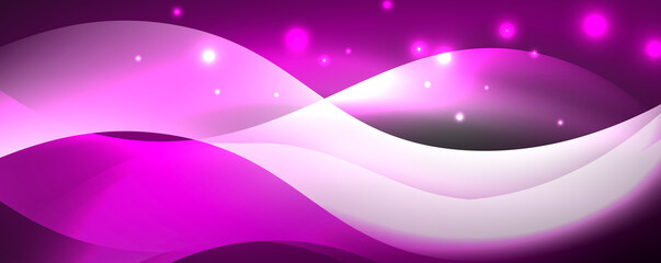 Shiny glowing neon wave, light lines abstract background. Magic energy and motion concept. Vector wallpaper template