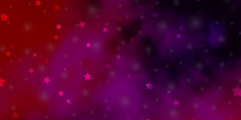 Dark Pink, Yellow vector background with colorful stars.