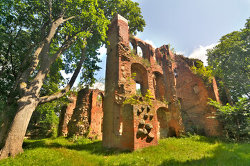 Dobra - ruiny zamku von Dewitzów, Polska - obrazy, fototapety, plakaty