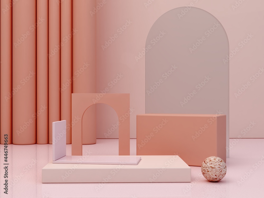 Aufkleber abstract minimal scene with geometrical forms. podiums in cream colors. abstract background. scene t