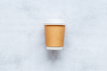 Paper cup for take away coffee. Top view
