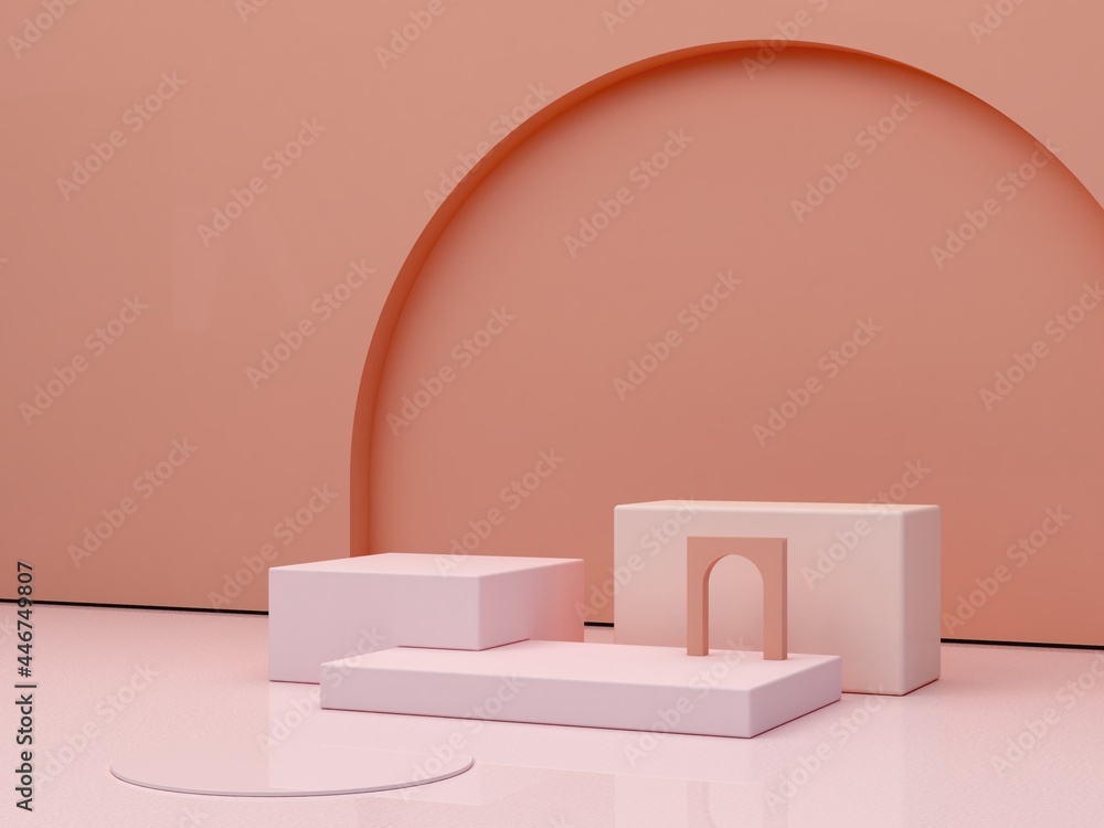 Aufkleber abstract minimal scene with geometrical forms. podiums in cream colors. abstract background. scene t