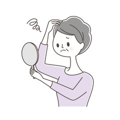 薄毛で悩むシニア女性