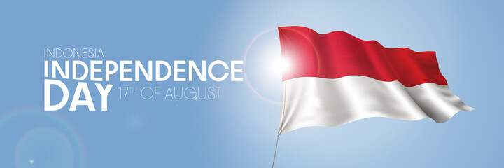 Fototapeta na wymiar Indonesia happy independence day greeting card, banner with template text vector illustration