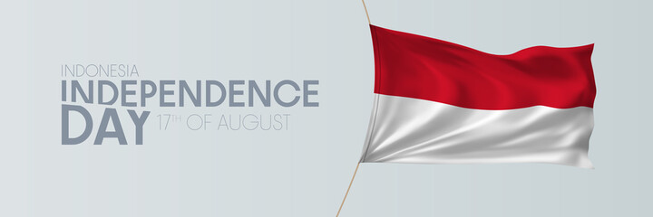 Indonesia independence day vector banner, greeting card