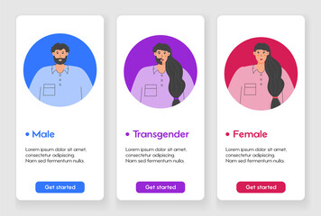 Template design for mobile app page with Gender Identity concept