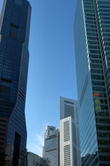detail of the Skyscrapers in the financial district of Singapore.
