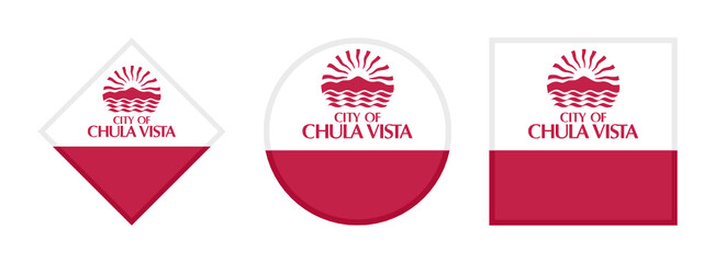 chula vista city flag icon set. vector illustration isolated on white background	