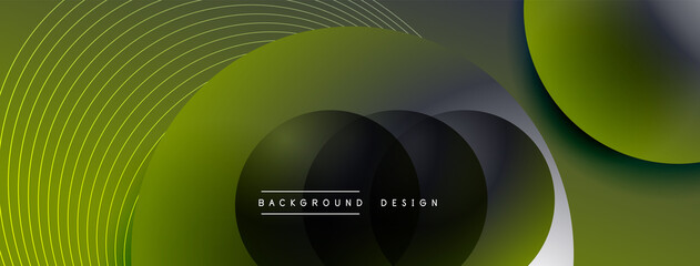 Gradient circles with shadows. Vector techno abstract background. Modern overlapping forms wallpaper background, design template