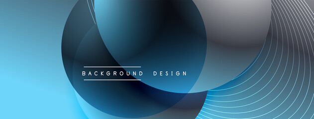 Gradient circles with shadows. Vector techno abstract background. Modern overlapping forms wallpaper background, design template