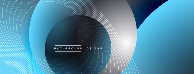 Gradient circles with shadows. Vector techno abstract background. Modern overlapping forms wallpaper background, design template