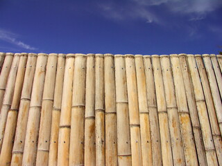冬の竹垣と青空
