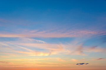 Sunset Sky Background. Blue, orange and yellow colors