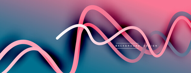 Abstract gradient background with wave line with shadow effect. Geometric composition. 3D shadow effects and fluid gradients