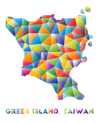 Green Island, Taiwan - colorful low poly island shape. Multicolor geometric triangles. Modern trendy design. Vector illustration.