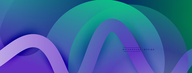 Abstract gradient background with wave line with shadow effect. Geometric composition. 3D shadow effects and fluid gradients