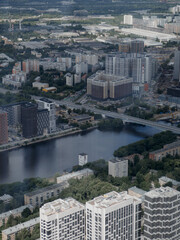 A river surrounded by modern buildings in the city of Moscow