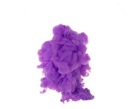 dissolving clouds of purple ink in water on a white background. © Dmitry
