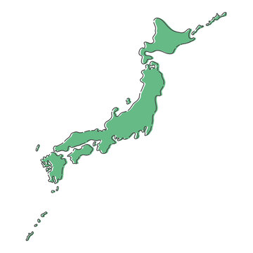 かわいい手書きの日本地図：シンプルで見やすい日本列島 - 版ズレしたようなゆるい塗りとやわらかな黒線 Stock Vector | Adobe  Stock