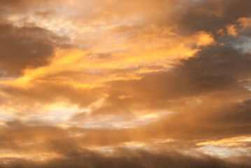 The morning sky was warm, with beautiful orange clouds.
