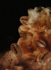 coffee beans splashing
