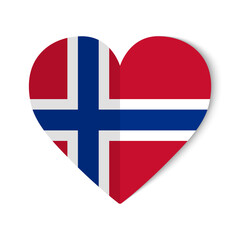 Obraz premium Norway flag with origami style on heart background