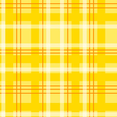 Seamless pattern with plaid tartan lumberjack ornament. Warm yellow orange beige brown gingham buffalo plaid print. For Thanksgiving design wrapping paper decoration. Abstract geometric traditional