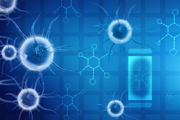 3d rendering Virus bacteria cells background