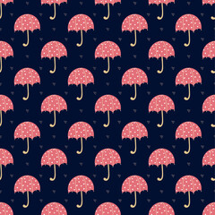 umbrella and hearts pattern vector design