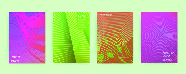 Covers templates set with graphic geometric elements. Applicable for brochures, posters, covers and banners. Vector illustrations.