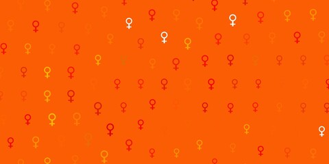 Light Orange vector backdrop with women power symbols.