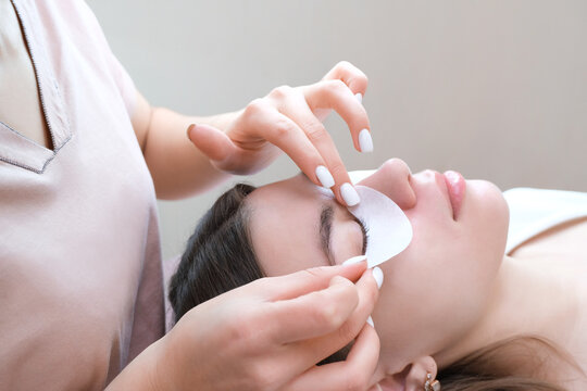 Young Woman Doing Eyelash Lamination Procedure