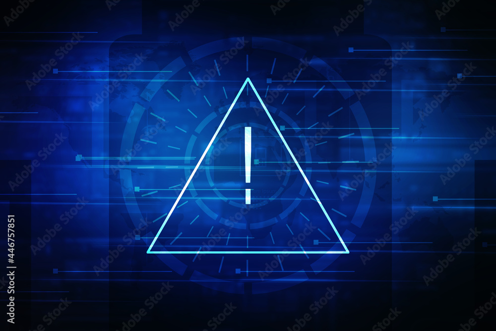 Poster 2d rendering exclamation mark and globe
