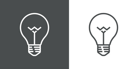 Logotipo con bombilla con lineas en fondo gris y fondo blanco