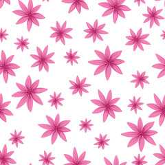 Simple Floral seamless pattern. Oil painting Abstract textured daisy flowers on white background. Hand drawn Summer design template.