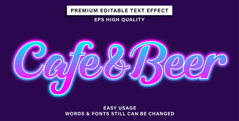 Editable text effect cafe and beer