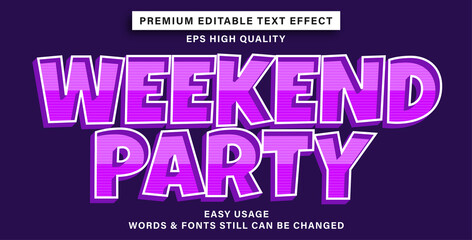 Editable text effect weekend party