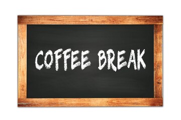 Obraz premium COFFEE BREAK text written on wooden frame school blackboard.